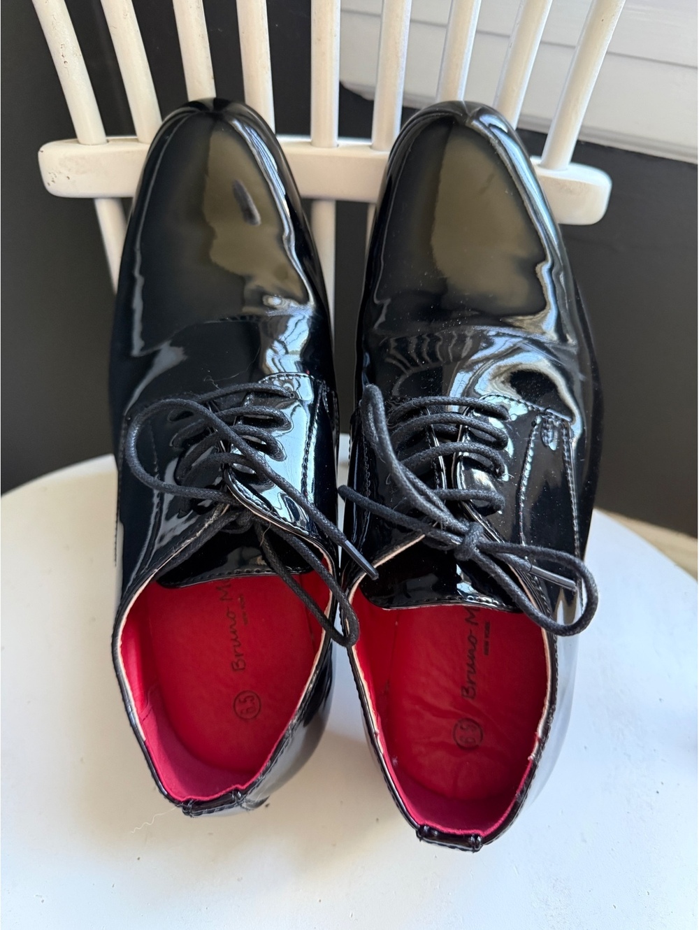 Bruno Marc Men's Black Patent Leather Oxford Dress Shoes Size 6.5